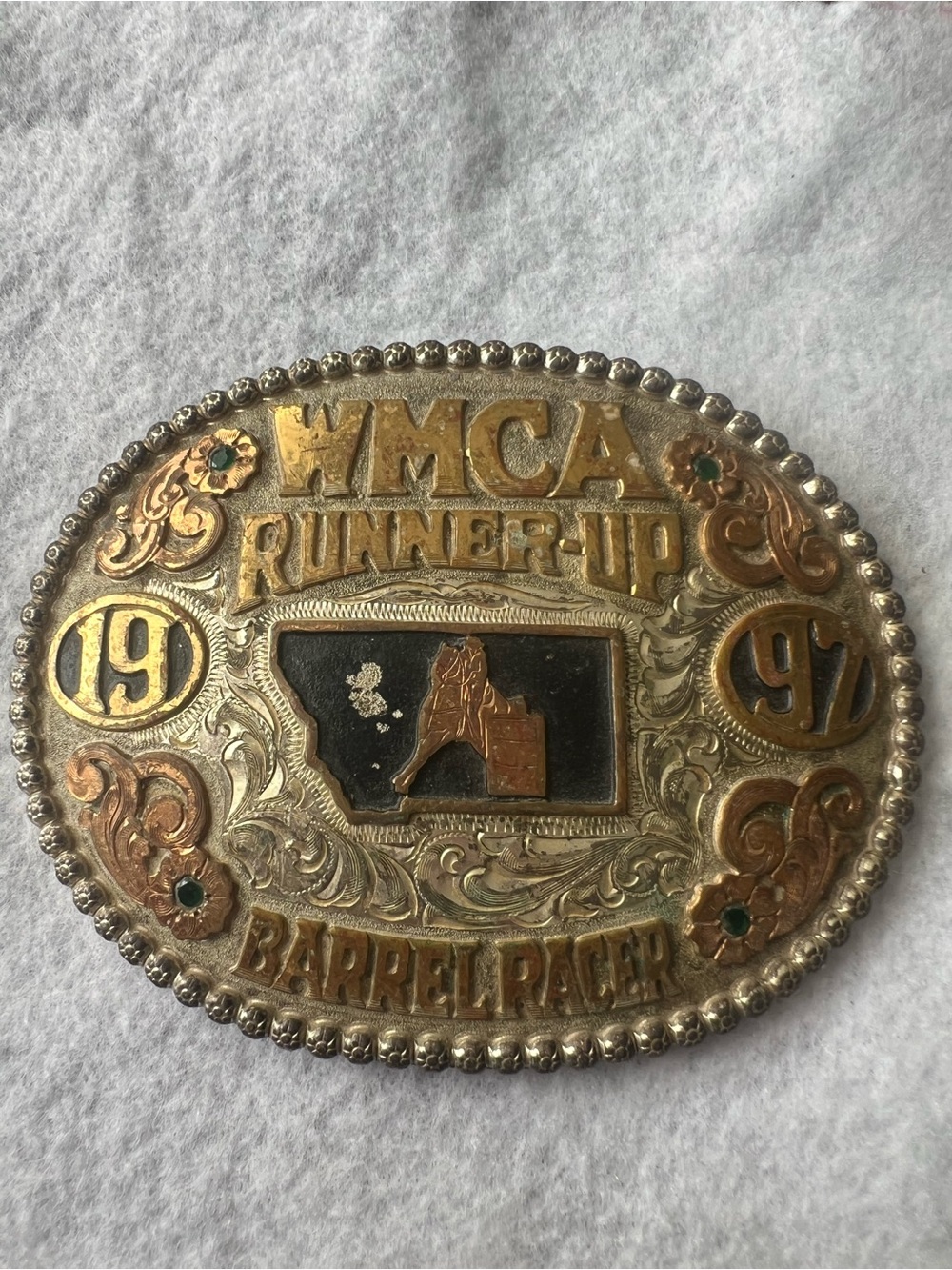 Gold-Tone Western Barrel Racer Belt Buckle - Runner-Up 1997
